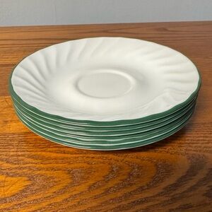Corelle by Corning ~ Callaway Ivy Swirl ~ Green Rim Set of 6